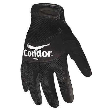 Mechanics Gloves, Synthetic Leather Palm, S, Black