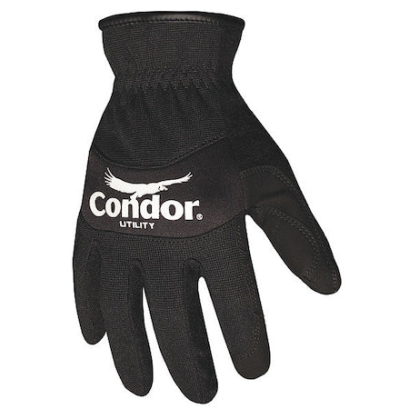 Mechanics Gloves, Synthetic Leather Palm, 2XL, Black