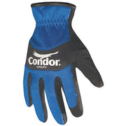 Mechanics Gloves, Synthetic Leather Palm, S, Black/Blue