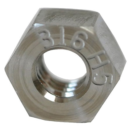 Hex Nut, #10-32, 316 Stainless Steel, Not Graded, Plain, 1/8 in Ht