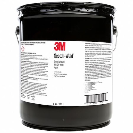 Epoxy Adhesive, 420 Series, White, Pail, 2:01 Mix Ratio, 4 hr Functional Cure