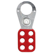 Lockout Tagout Hasp with Vinyl-Coated Handle, 1 in Jaw Clearance, Steel, Red
