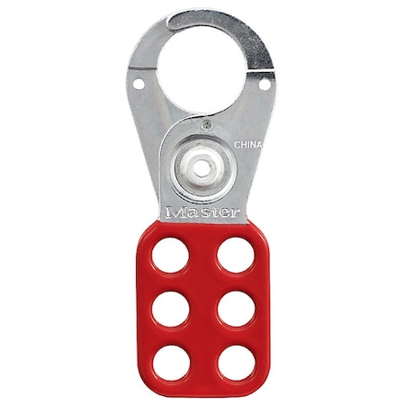 Lockout Tagout Hasp with Vinyl-Coated Handle, 1 in Jaw Clearance, Steel, Red