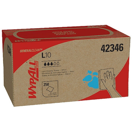Wypall L10 Disposable Towels 42346 Lightweight 1 Ply Pop-Up Box White 24 250, PK24