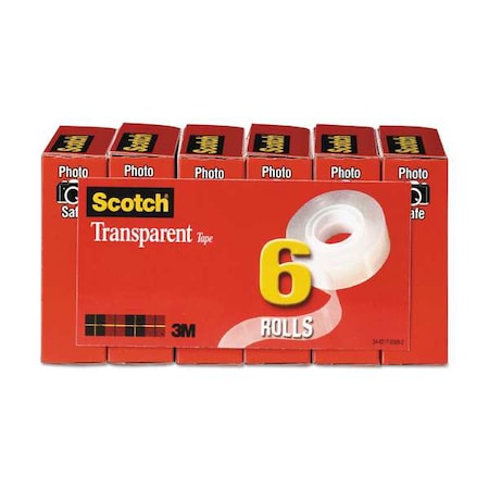 Transparent Tape,3/4 in. x 1296 in.,PK6