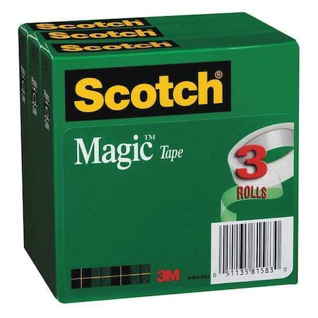 Magic Tape,3/4x1000 in.,Clear,PK3