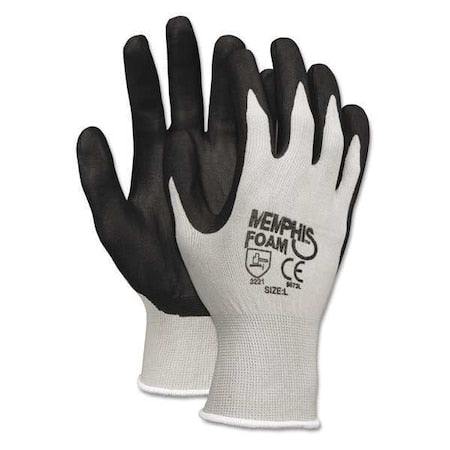 Coated Gloves, Foam Nitrile, Palm, Not Rated Abrasion Level, Black/Gray, XL 12 PK