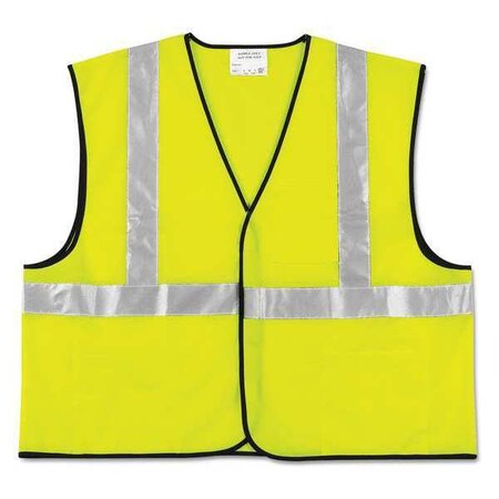 Vest,Safety,2" Stripe,Fluorescent Lime