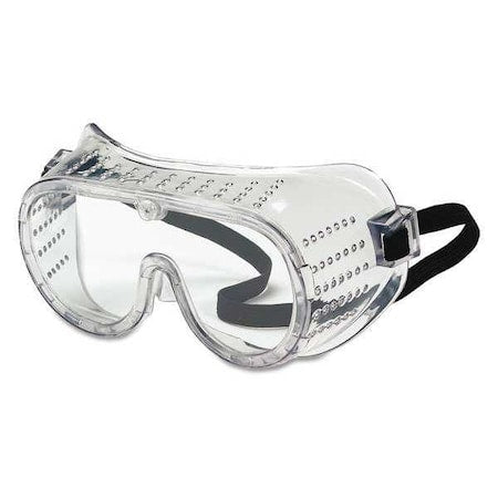Safety Goggles, Clear Lens, Uncoated, Direct Vented/Perforated, PVC Frame, Elastic Strap, 22 Series