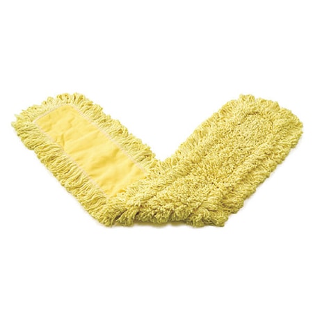 24 in L Dust Mop, Looped-End, Yellow, Cotton/Synthetic