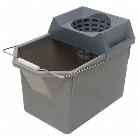 Mop Bucket and Wringer, Gray, Plastic