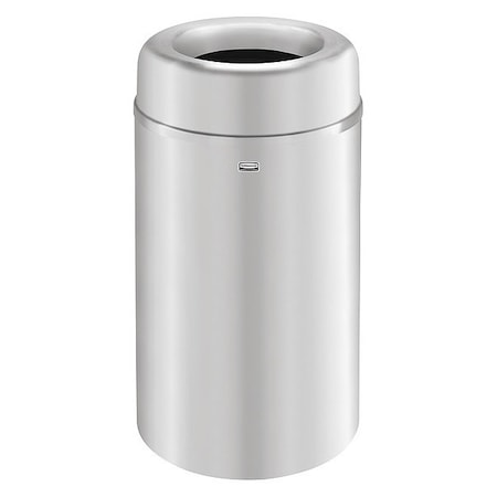 Crowne 30 gal Round Indoor Metal Can, Silver, None, Aluminum, Not Applicable