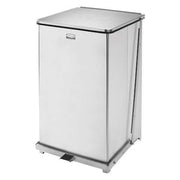 Defenders(R) 25 gal Square Step-On Can, Stainless Steel, Foot Pedal, Steel, 12 1/2 in