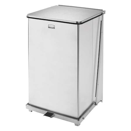Defenders(R) 25 gal Square Step-On Can, Stainless Steel, Foot Pedal, Steel, 12 1/2 in