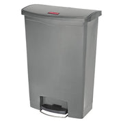 Slim Jim Step-On 24 gal Rectangular Slim-Profile Plastic Can, Gray, Foot Pedal, Plastic, 23 3/8 in