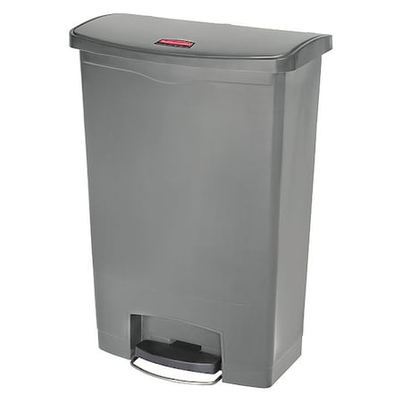 Slim Jim Step-On 24 gal Rectangular Slim-Profile Plastic Can, Gray, Foot Pedal, Plastic, 23 3/8 in