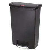 Slim Jim Step-On 24 gal Rectangular Slim-Profile Plastic Can, Black, Foot Pedal, Plastic, 23 3/8 in