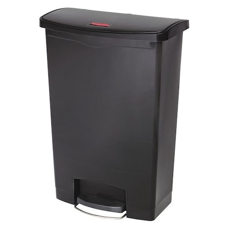 Slim Jim Step-On 24 gal Rectangular Slim-Profile Plastic Can, Black, Foot Pedal, Plastic, 23 3/8 in
