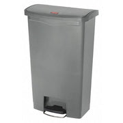 Slim Jim Step-On 18 gal Rectangular Slim-Profile Plastic Can, Gray, Foot Pedal, Plastic, 13 in