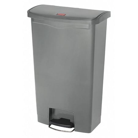 Slim Jim Step-On 18 gal Rectangular Slim-Profile Plastic Can, Gray, Foot Pedal, Plastic, 13 in