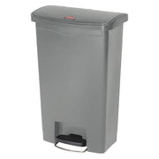 Slim Jim Step-On 13 gal Rectangular Slim-Profile Plastic Can, Gray, Foot Pedal, Plastic, 12 1/8 in