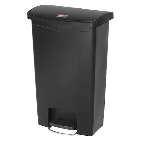 Slim Jim Step-On 13 gal Rectangular Slim-Profile Plastic Can, Black, Foot Pedal, Plastic, 12 in