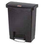Slim Jim Step-On 8 gal Rectangular Slim-Profile Plastic Can, Black, Foot Pedal, Plastic, 11 3/8 in