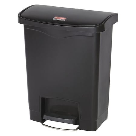 Slim Jim Step-On 8 gal Rectangular Slim-Profile Plastic Can, Black, Foot Pedal, Plastic, 11 3/8 in