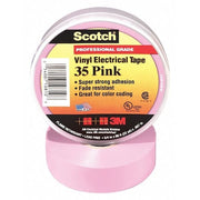 Vinyl Electrical Tape, 35, Scotch, 3/4 in W x 66 ft L, 7 mil thick, Pink, 1 Pack