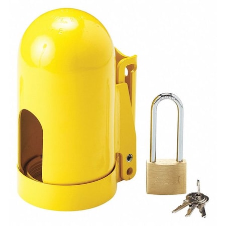 Locking Cylinder Cap, Yellow, Steel, 1 Max. No. of Padlocks, 1/4 in Max. Shackle Dia.