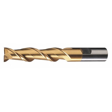 2-Flute HSS Square Single End Mill Cleveland HG-2-TN TiN 19/32"x1/2"x1-1/8"x3-3/8