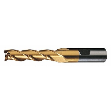 3-Flute HSS Center Cutting Square Single End Mill Cleveland HG-3-TN TiN 1/2"x1/2"x2"x4