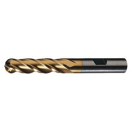 4-Flute HSS Ball Nose Single End MIll Cleveland HG-4B-TN TiN 1/2x1/2x3x5