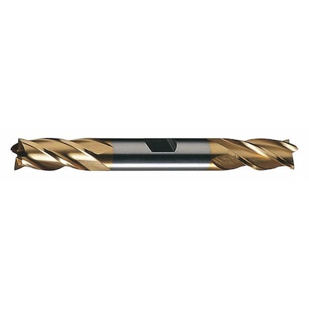 4-Flute HSS Center Cutting Square Double End Mill Cleveland HD-4C-TN TiN 31/64x1/2x1x4-1/8