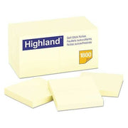 Note,3"x3", Yellow, PK18