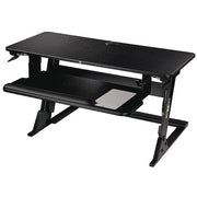 Rectangle Sit and Stand Desk, 35.4" W, 23.2" L, 6.2" to 20" H, Black