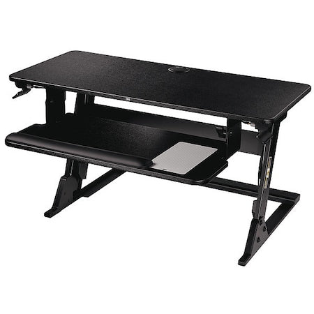 Rectangle Sit and Stand Desk, 35.4" W, 23.2" L, 6.2" to 20" H, Black