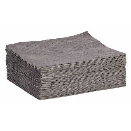 Sorbent Pad, 14 gal, 15 in x 19 in, Universal, Gray, Polypropylene
