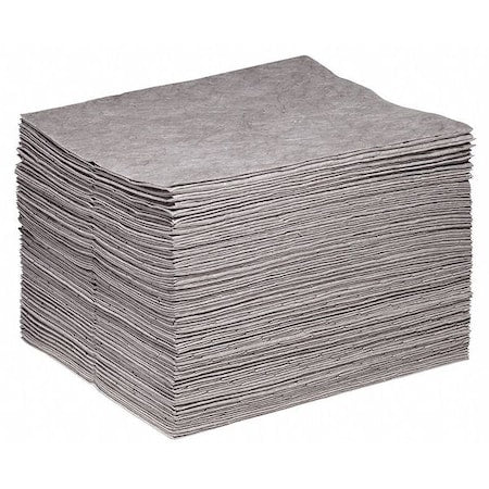 Sorbent Pad, 20 gal, 15 in x 19 in, Universal, Gray, Polypropylene