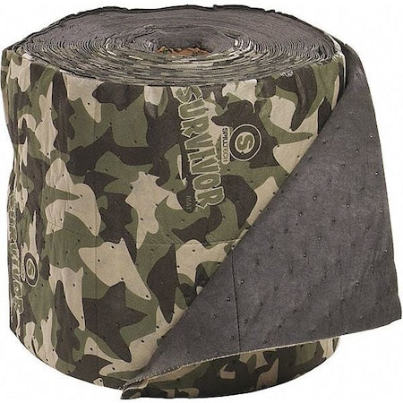 Sorbent Roll, 17 gal, 15 in x 150 ft, Universal, Camouflage, Polypropylene