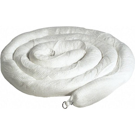 Sorbent Boom, 30 gal, 5 in x 20 ft, Oil, White, 2 PK