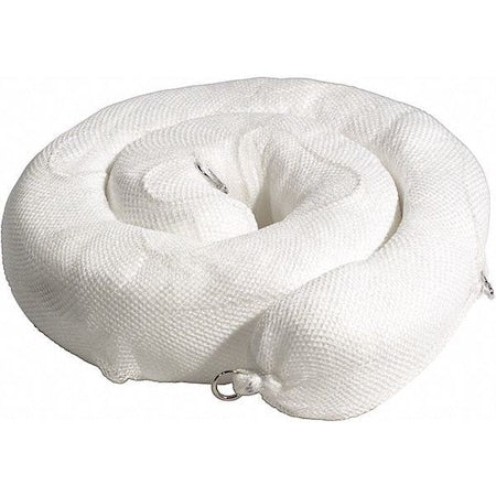 Sorbent Boom, 38 gal, 8 in x 10 ft, Oil, White, 4 PK