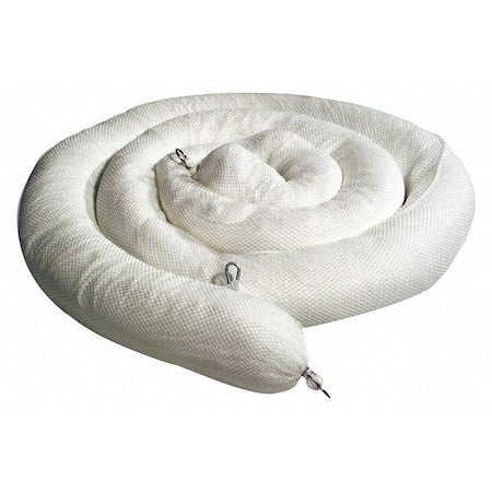 Sorbent Boom, 38 gal, 8 in x 20 ft, Oil, White, 2 PK