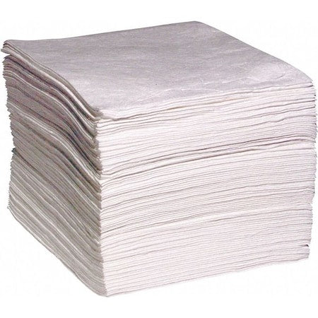 Sorbent Pad, 33 gal, 15 in x 19 in, Oil, White, 100 PK