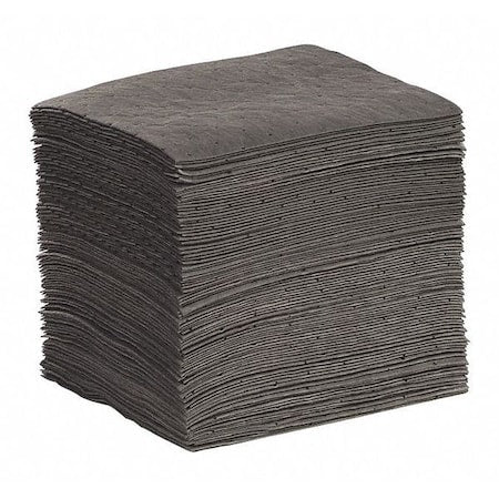 Sorbent Pad, 18 gal, 10 in x 14 in, Universal, Gray, 100 PK