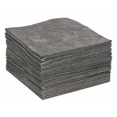 Sorbent Pad, 23 gal, 15 in x 19 in, Universal, Gray, 100 PK