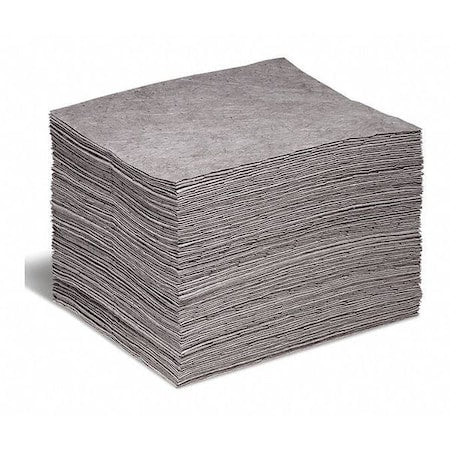 Sorbent Pad, 20 gal, 15 in x 18 in, Universal, Gray, 100 PK