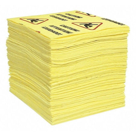 Sorbent Pad, 29 gal, 15 in x 19 in, Universal, Yellow, 100 PK