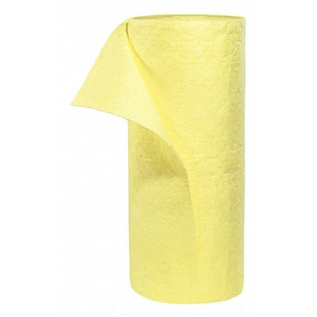 Sorbent Roll, 55 gal, 30 in x 150 ft, Harsh Chemicals, Yellow, Polypropylene