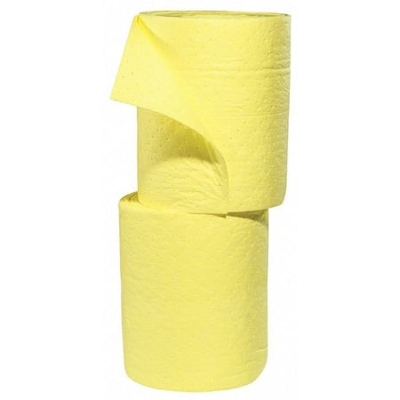 Sorbent Roll, 49 gal, 15 in x 150 ft, Harsh Chemicals, Yellow, 2 PK